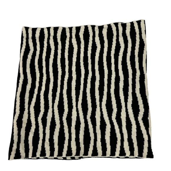 Striped Black & White Infinity Scarf - 100% Acrylic Hand Wash - Made In China - Picture 2 of 4